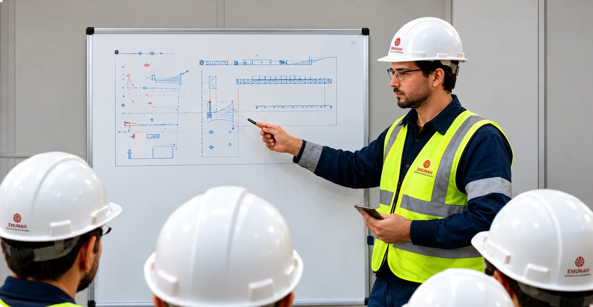 Treinamento de segurança para trabalhadores em uma indústria