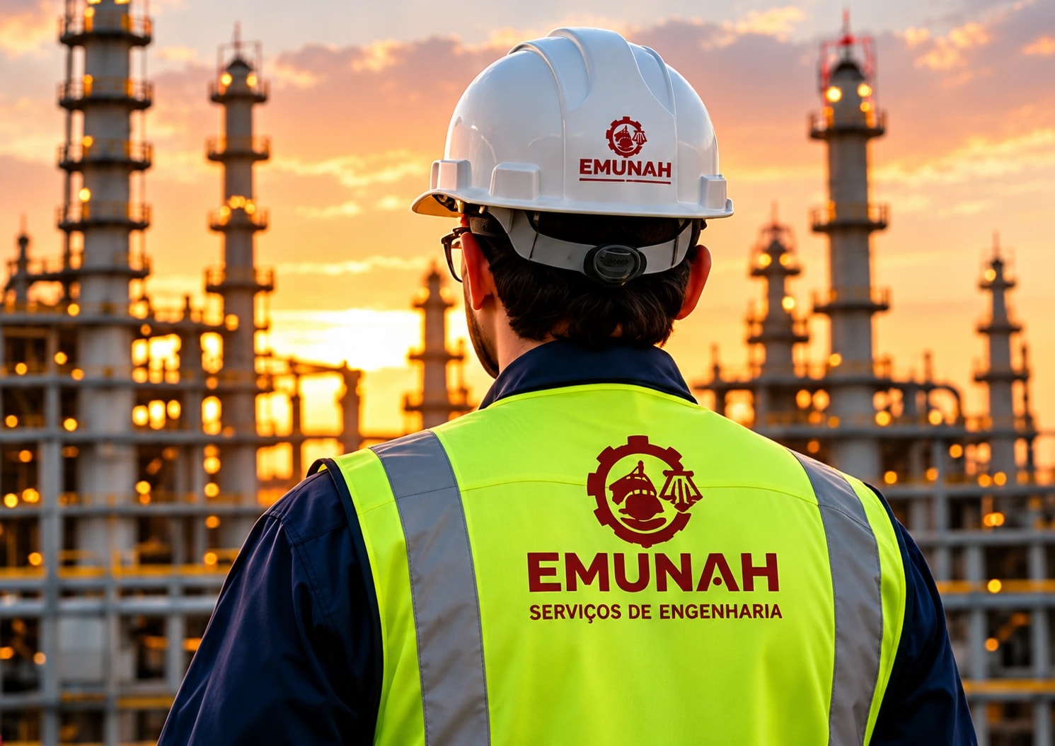 Profissional de engenharia da Emunah em ambiente industrial, imagem ilustrativa do protótipo