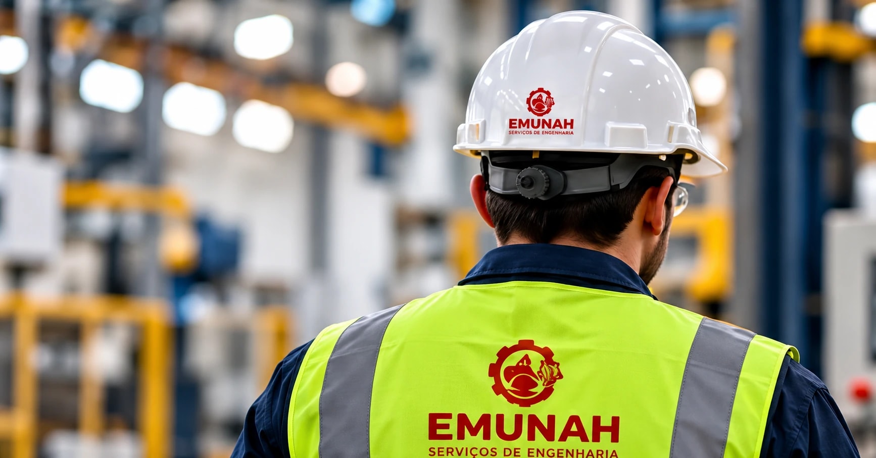 Profissional de engenharia da Emunah em ambiente industrial, imagem ilustrativa do protótipo